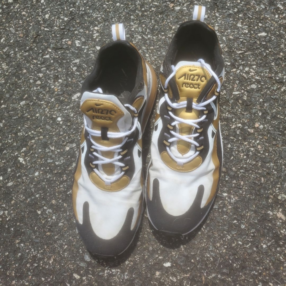 Nike Air Max 270 React Men's Shoes Metallic Gold Black
